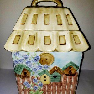 Gibson Cookie Jar Birdhouse Shabby Cottage Chic Farmhouse Country Style